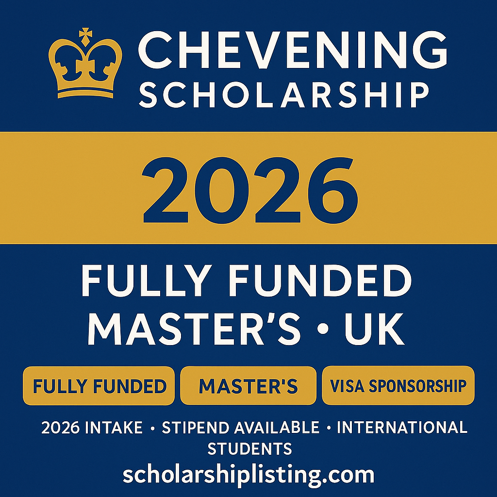 Chevening Scholarship 2026 – fully funded master’s in the UK, scholarshiplisting.com